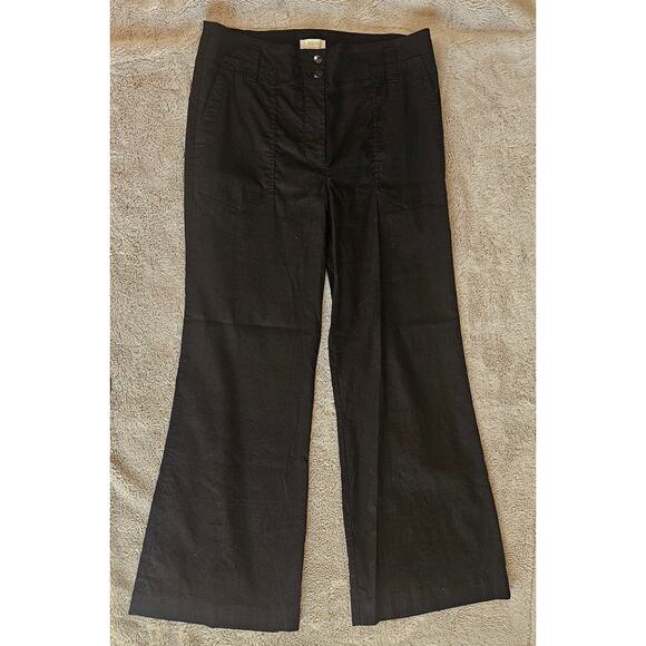 Anthropologie Maeve The Naomi Wide Leg Flare Pants Linen Blend Black Women Sz 14 - Picture 6 of 7